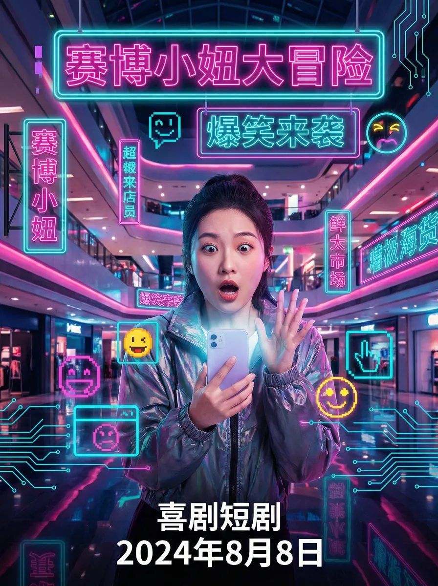 白桃少女 搞笑喜剧短剧 - 赛博小妞大冒险海报